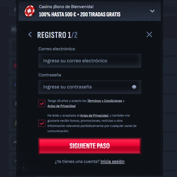 Mafia Casino Registro e Inicio de Sesión